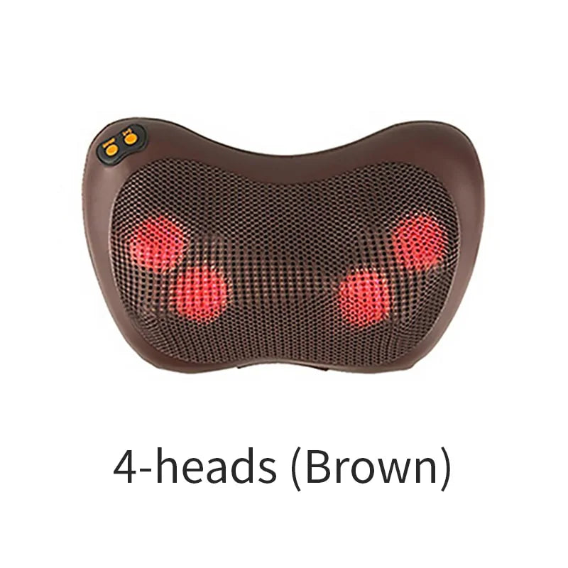 Showing Brown 4 heads Portable Electric Massage Pillow