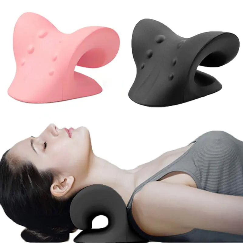 showing 2 different colors of chiropractic massage pillow and how to use it