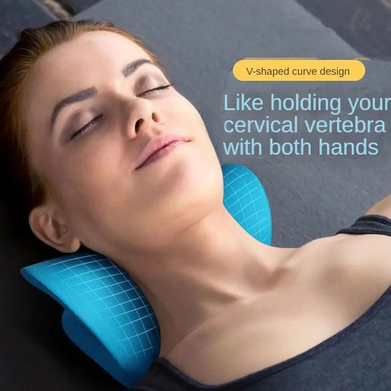 using v shaped curve design chiropractic massage pillow while sleeping